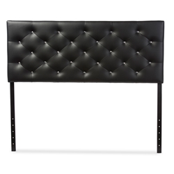 Baxton Studio Viviana Modern and Contemporary Black Faux Leather Upholstered Button-tufted Queen Size Headboard